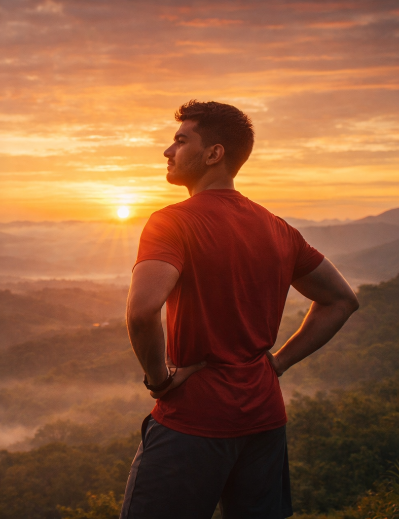 “Day 1 motivation image for health wealth peace and better life”